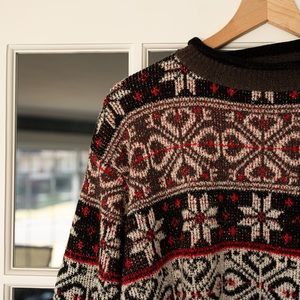 Vintage 80’s Claudia D. Red, Black, White Christmas Winter Holiday Sweater - Med